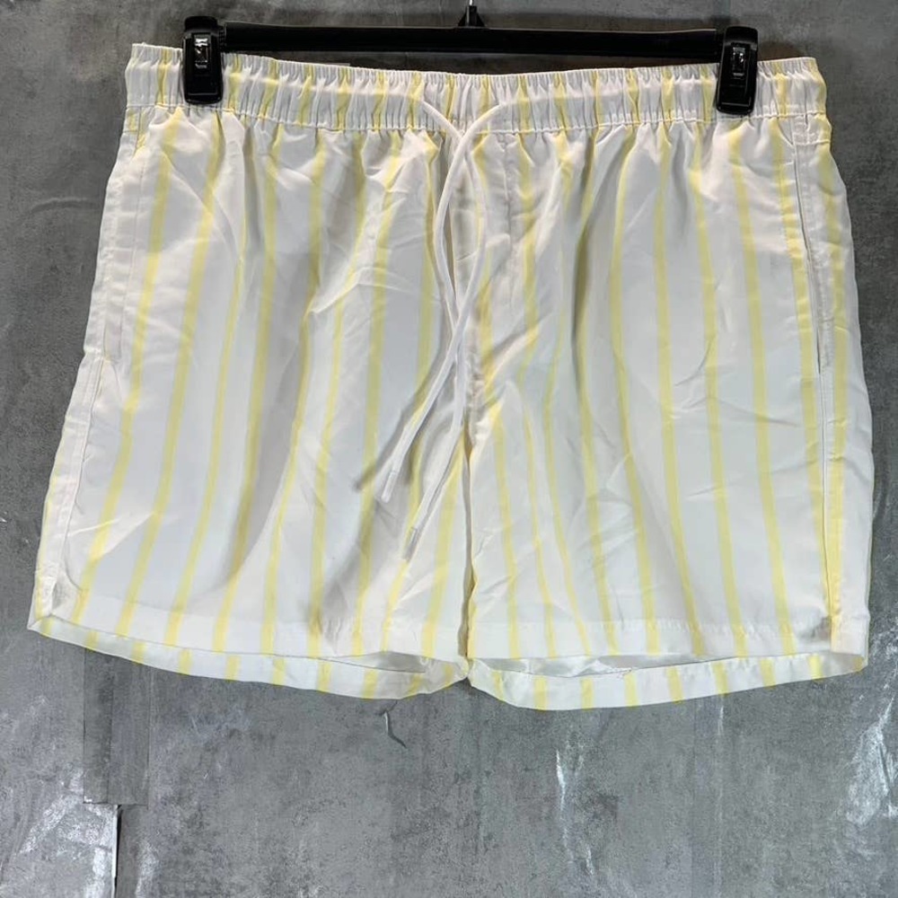 Cotton:On Men's Laguna Yellow Bold Stripe Drawstring Pull-On Swim Short SZ 2XL